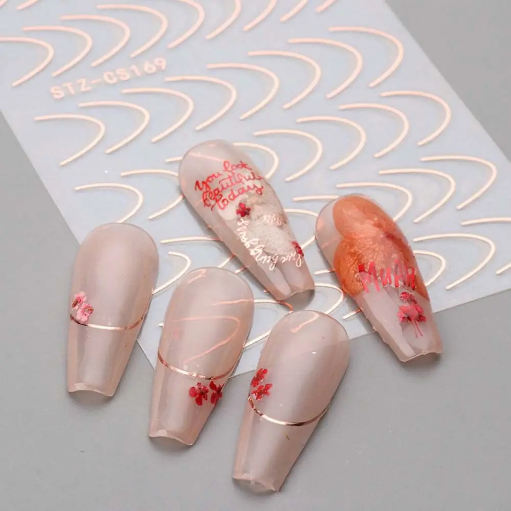 Nails Art Sliders French Style Transfer Nail Foils Stripe Nails Decals Nail Art Decoration Manicure 3D Lines Nail Sticker