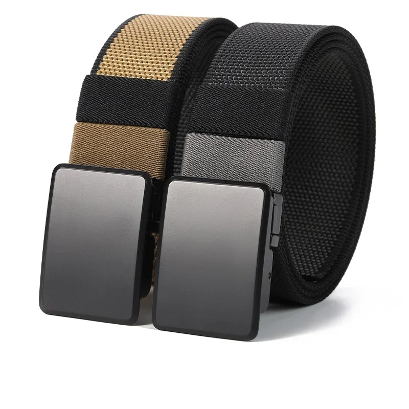 남성용 메탈 회전식 버클 캔버스 벨트, 젊은 야외 레저 스포츠, 양면 스트랩, 청바지 액세서리, 패션