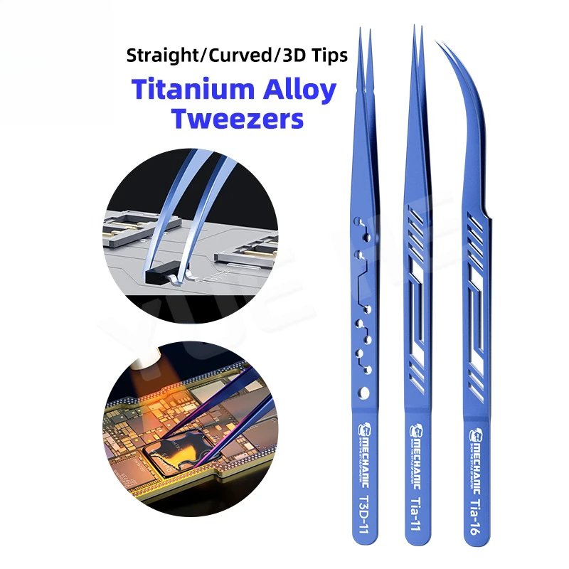 

MECHANIC Titanium Alloy Tweezers with High Hardness Oxidation Resistance Antimagnetism Mobile Phones Maintenance Clamping Tools
