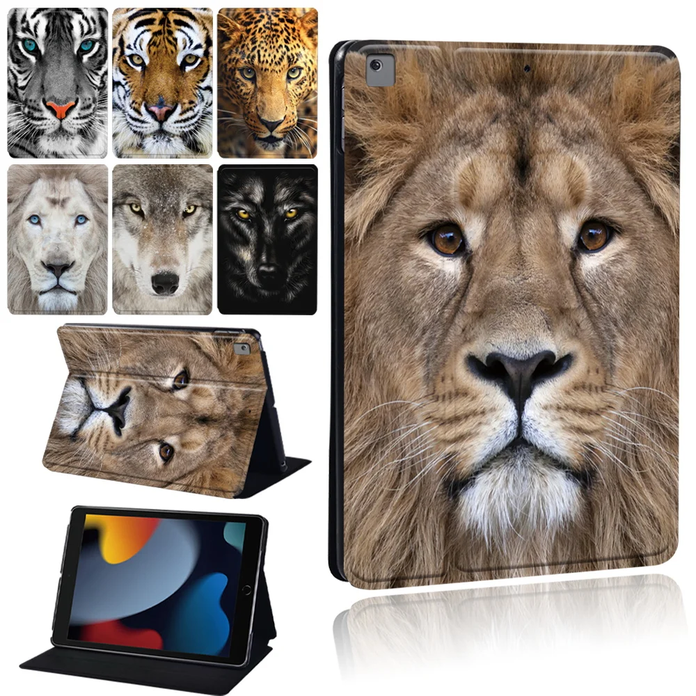 

Cover for IPad 9th 10.2 Case for IPad 8th 7th Generation Beast Print Leather Tabelt Stand Case for IPad 2 3 4 Gen/Mini 4 5 Case