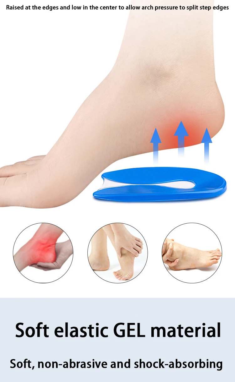 1 Paar Fersenschoner für Plantarfasziitis, Silikon-Ferseneinlagen, stoßdämpfende Schuhpolster, Gel-Polster zur Linderung von Fußschmerzen, selbstklebend. – Detail 4