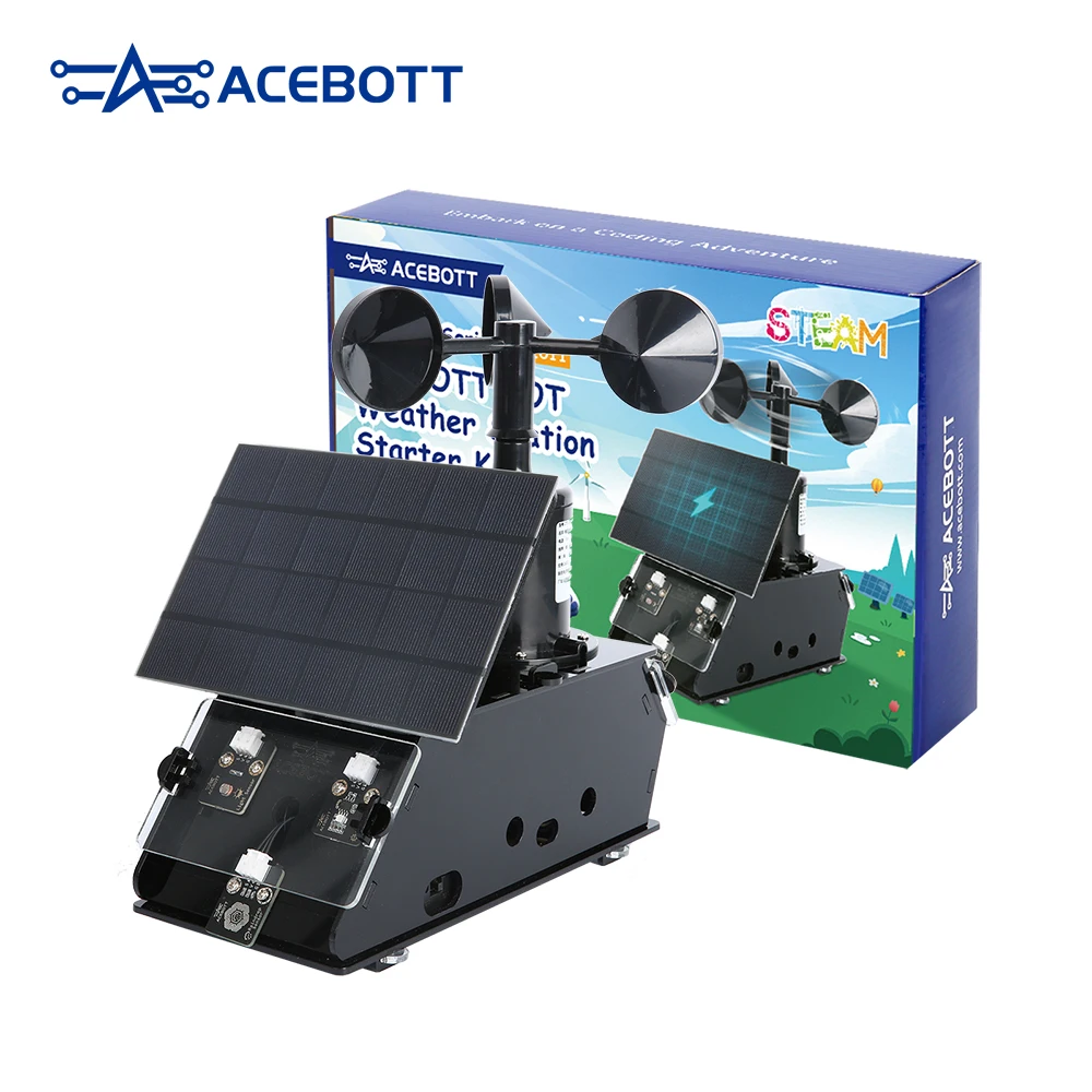 

ACEBOTT IOT Weather Station Starter Kit Wind Speed Temperature Humidity Monitor Weather Forecast and Barometer for ESP32 Arduino