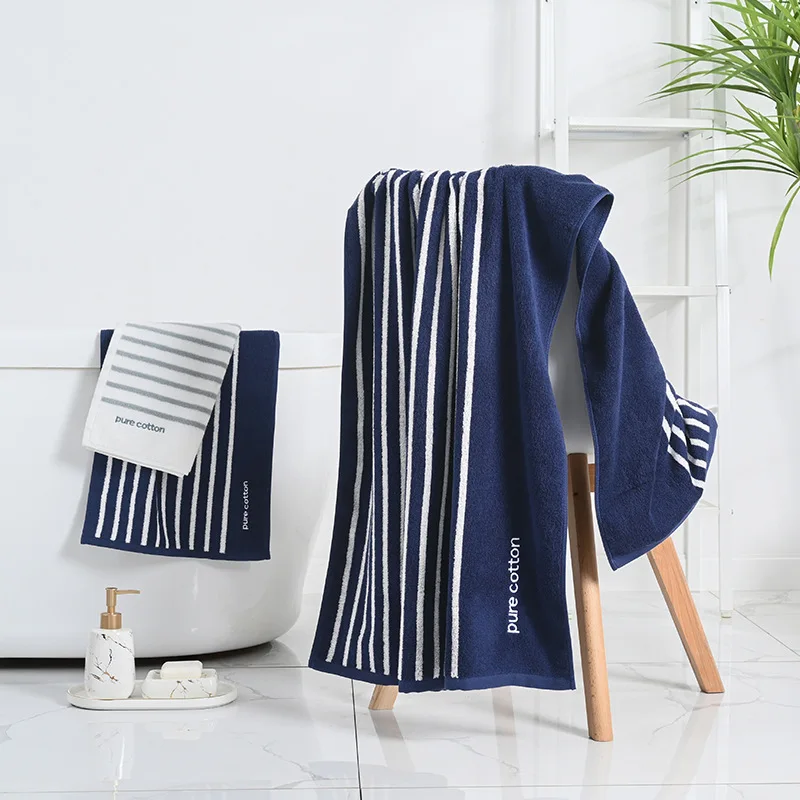 Stripe Face Bath Towel Set for Men  Women, 100 Cotton, Adults Bathroom, 70*140 cm, 35*75, High Quality