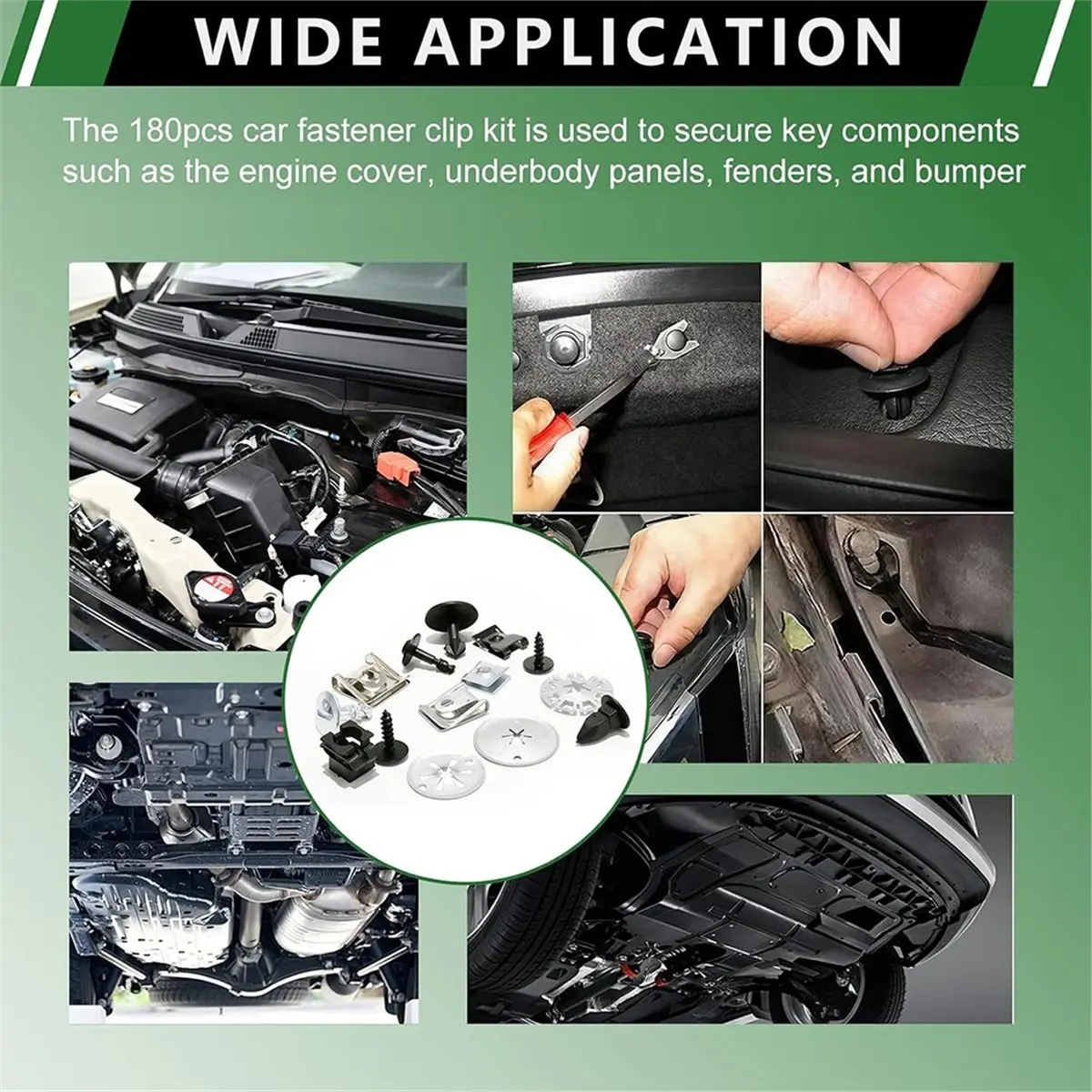 120pcs Universal Engine Cover Pan Protection Fastener Screw Nut Clip Assortment ,Bumper,Splash Shield Retainer Kit