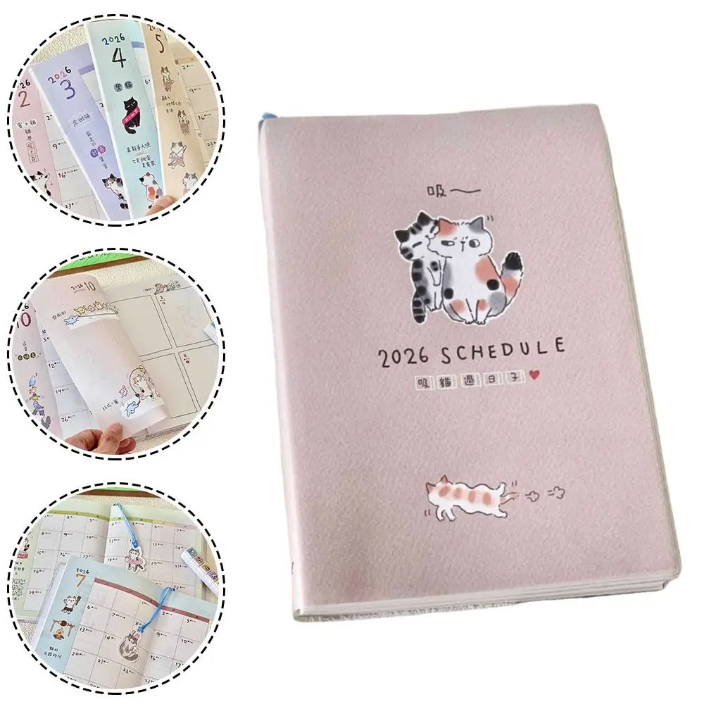 

Cartoon Cute Kitten Illustration 2026 Planner with Calendar To Do List B6 Notebook Appointment Book Gift