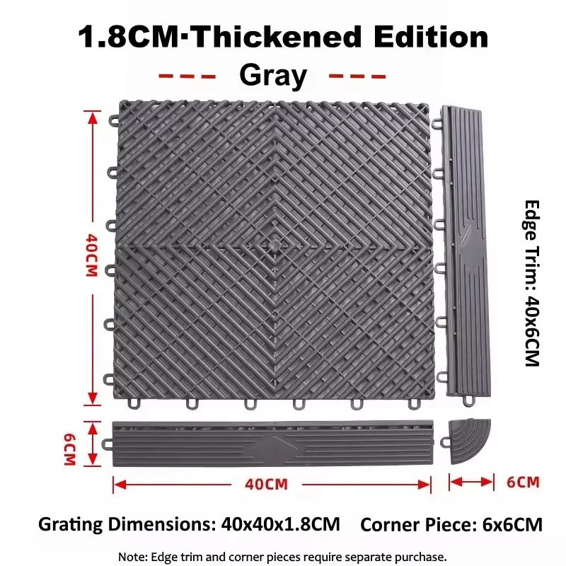 1Pc 12_x12 Snap-Together Garage Flooring Tiles  Non-Slip Interlocking Plastic Floor Mat Garage Organization & Storage Vented