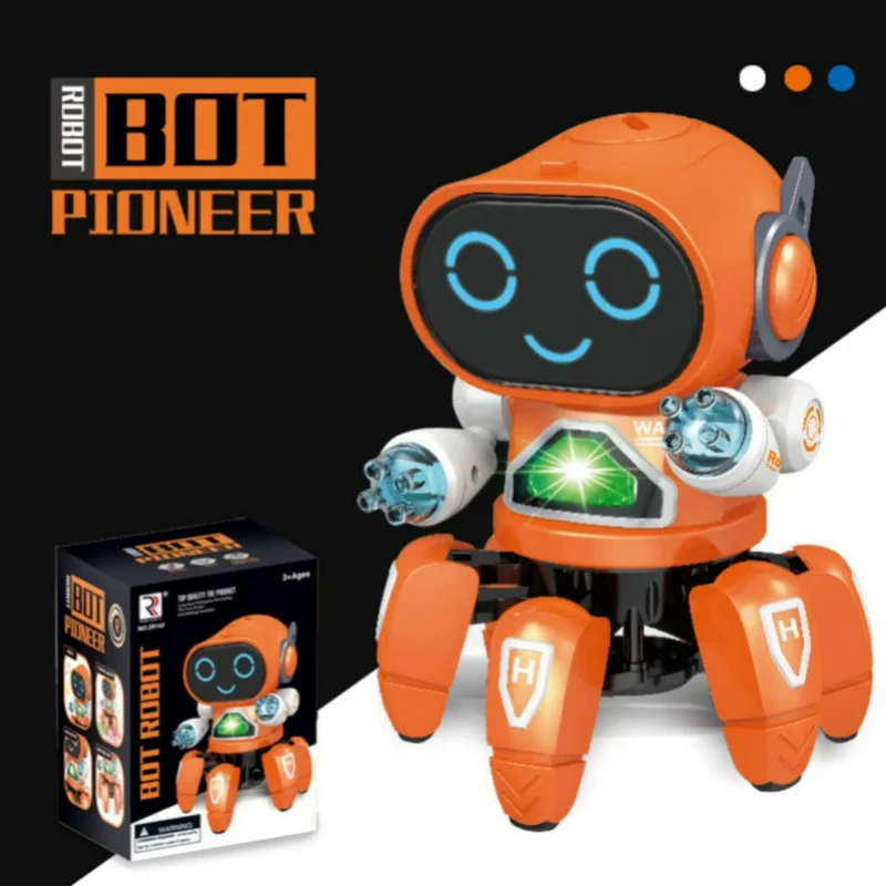 Vendita calda danza elettrica piccola 6 Robot musica leggera bambini ragazzo bancarelle giocattoli Octopus Stunt Robot educazione precoce giocattolo per bambini