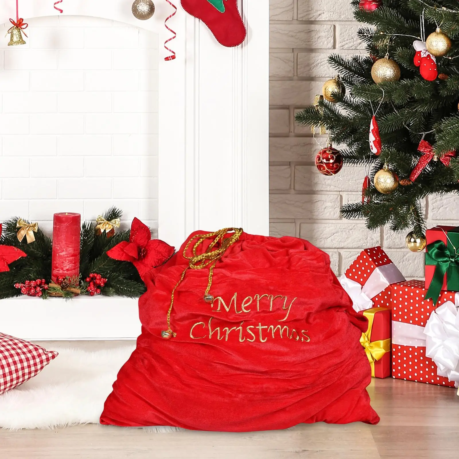 Christmas Bag Candy Reusable Lightweight Decorative Present Toys Storage Bag Portable Party Favor Gift Sack Christmas Santa Sack