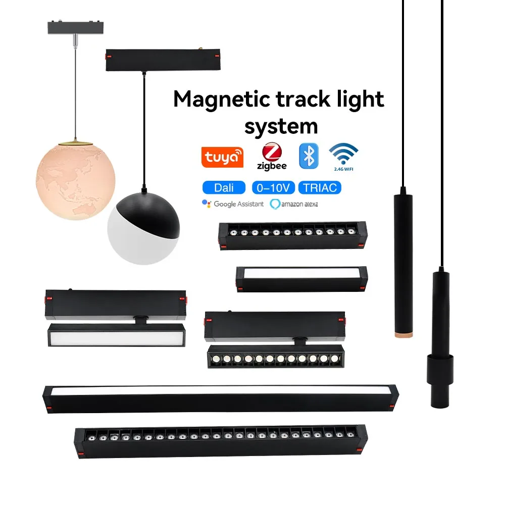 Hot Sale Restaurant Pendant Light Free Style Smart Dimmable 3000K-6000K LED Track Light AC 90V-265V Rail Lighting Fixture System