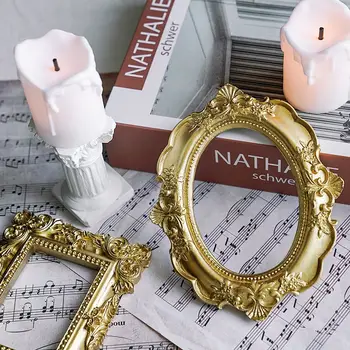 Zlatý retro fotorámeček na nehty šperky dekorace domácí dekorace fotografické pozadí focení foto rekvizity 12 nejlepší prodej mini fotorámečky - №9