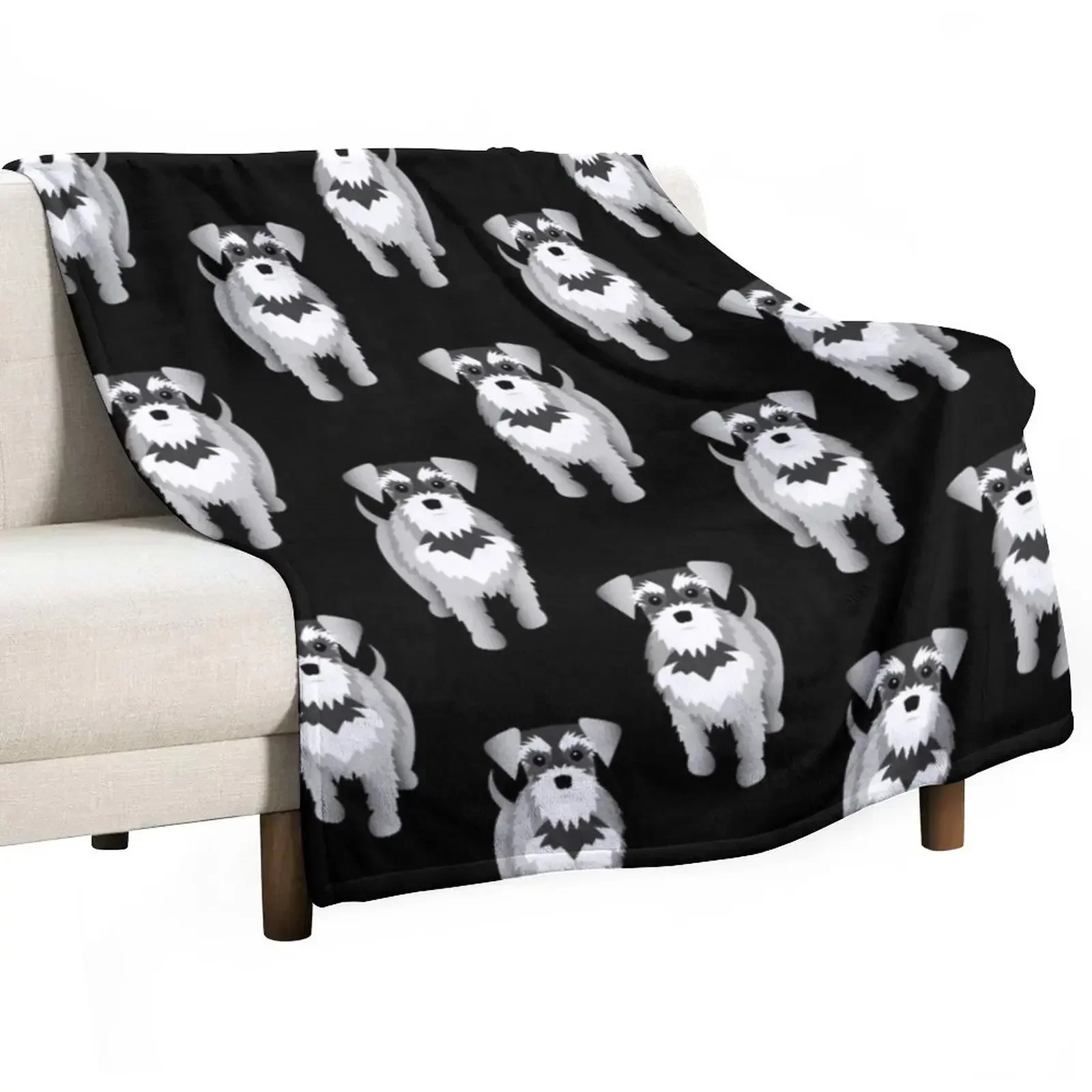 

Cute Gray Miniature Schnauzers Throw Blanket Decoratives For Sofa Thin Bed linens halloween Blankets