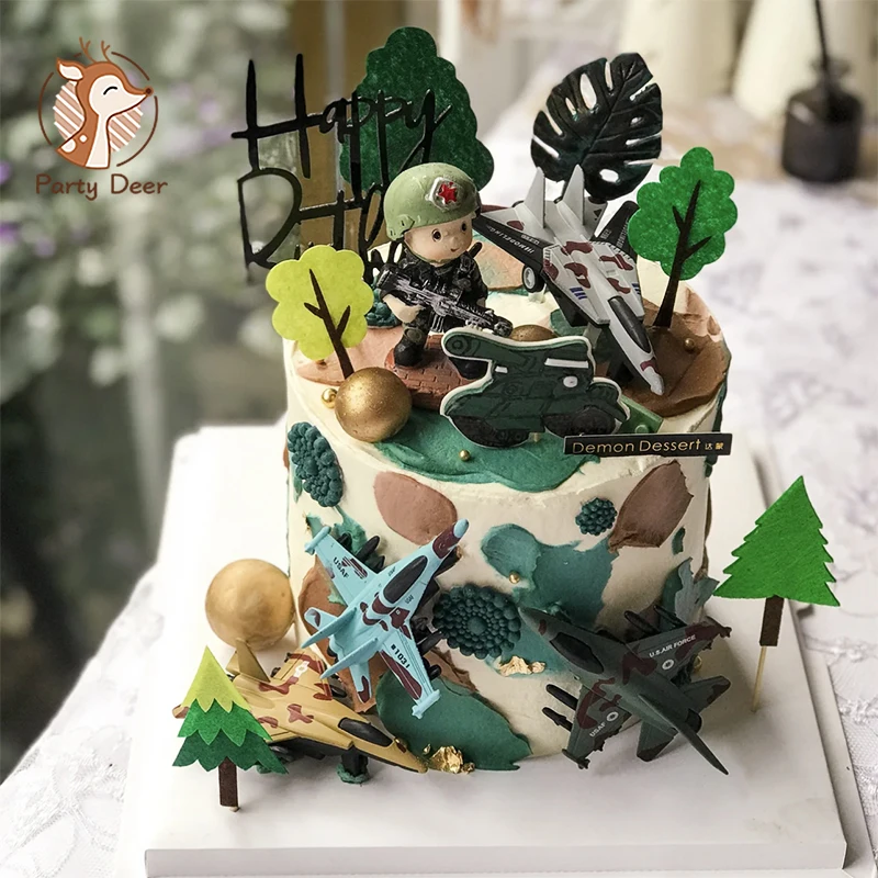 Police Doll Special Forces Soldier Cake Topper Camouflage Fighter Military Theme Children's Boy Birthday Favor Gift Baking Gifts
