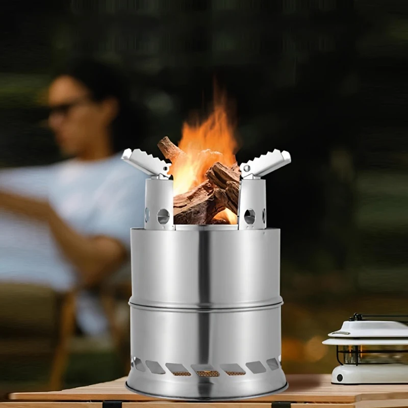 jf-Portable Stainless Steel Outdoor Lightweight Cooking Stove for Camping & Hiking 0.5kg All Seasons