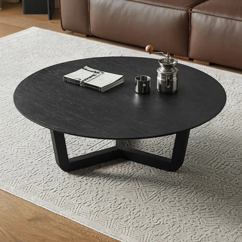 

coffee table combination solid wood high and low sofa edge table black minimalist living room tea table round