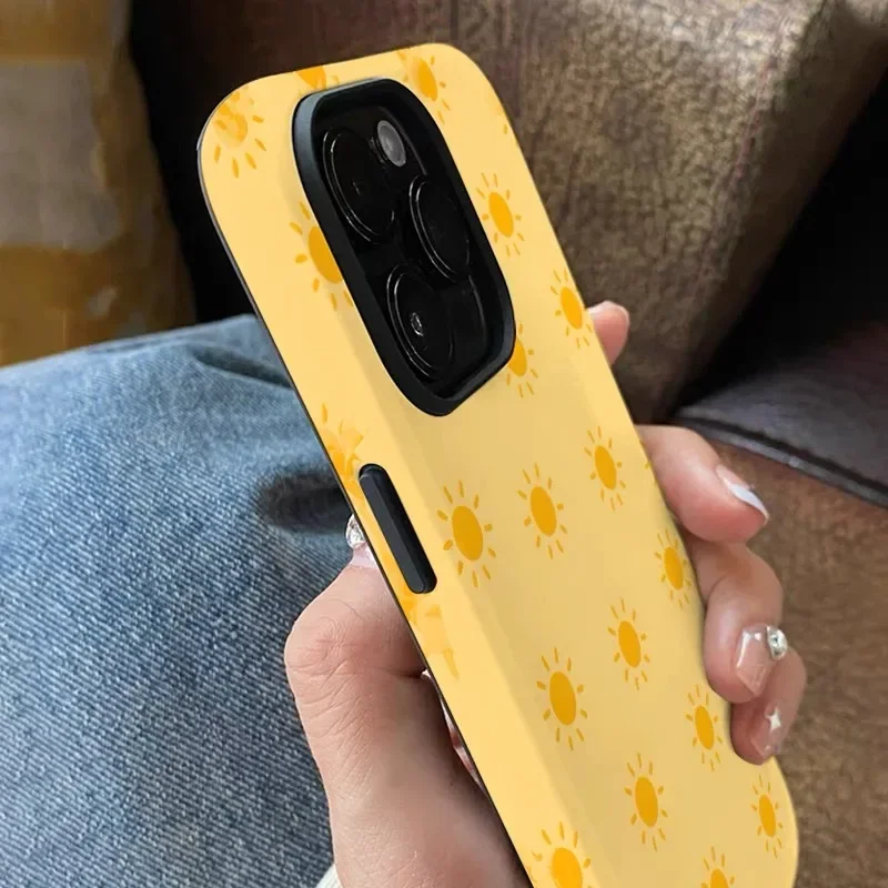 Ins KOREAN The Yellow Sun Case for IPhone 16 15 14 13 Pro Max Back Phone Cover for 16 15 PLUS 12 11 Pro Max X XS Max XR SE Capa
