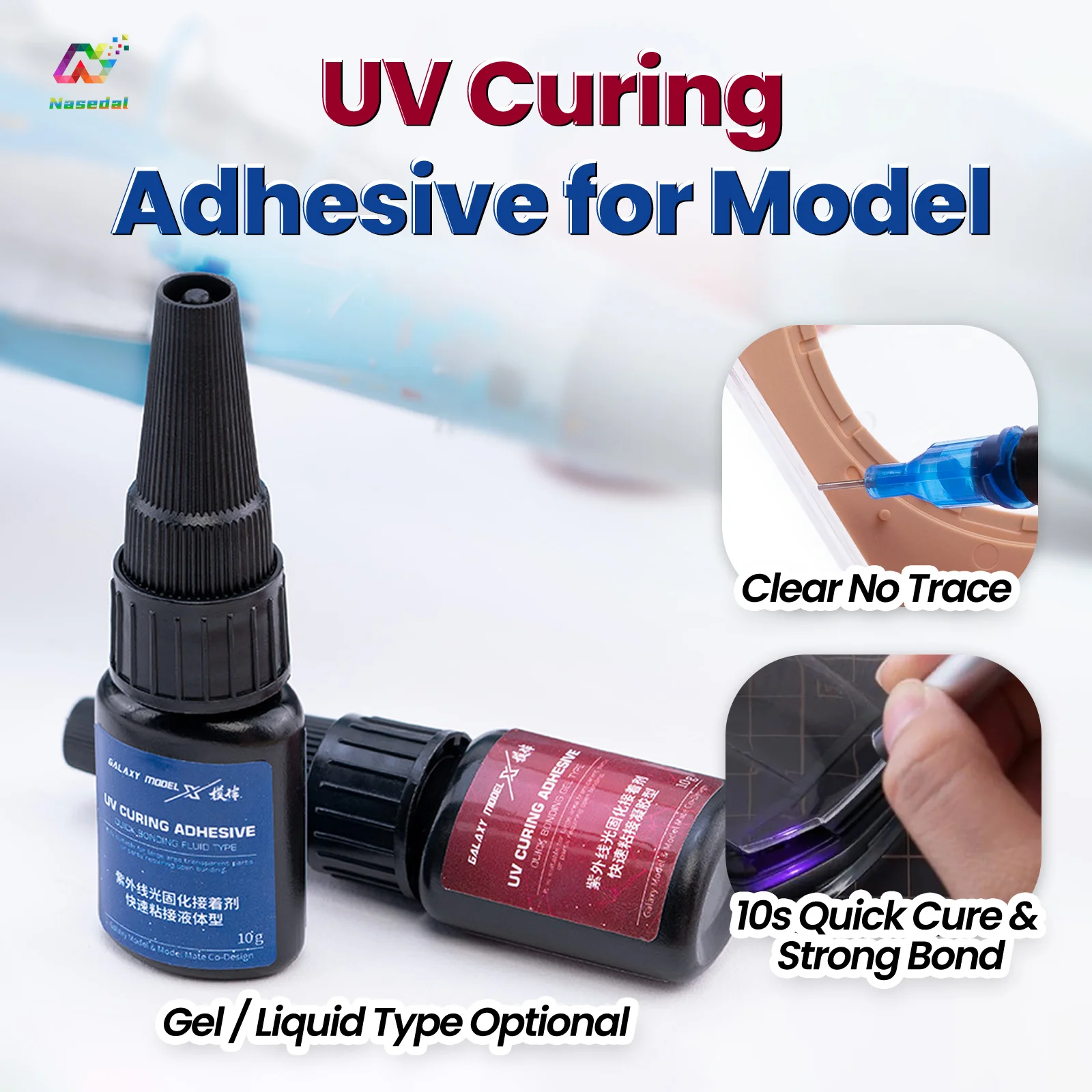 

Galaxy UV Fast Cure Adhesive T08A11-12 for Gundam GK Military Car Models Transparent Precision Parts No Trace Clear Gel Liquid