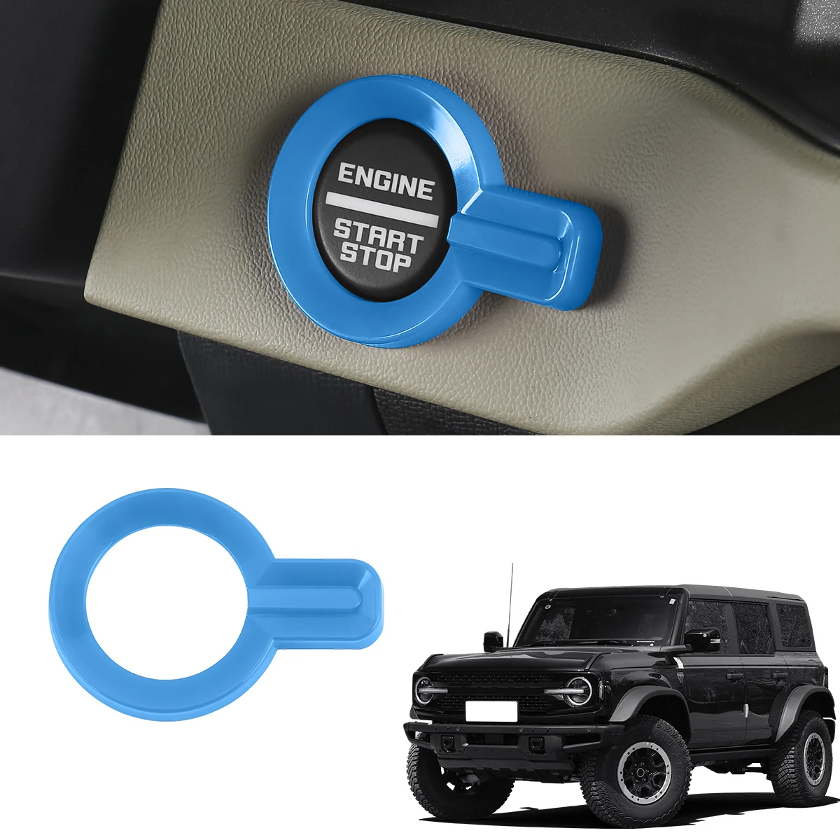 Ford Bronco One Click Start Decoration Patch Ignition Ring Switch Button Patch Interior Button Modification Parts Accessories