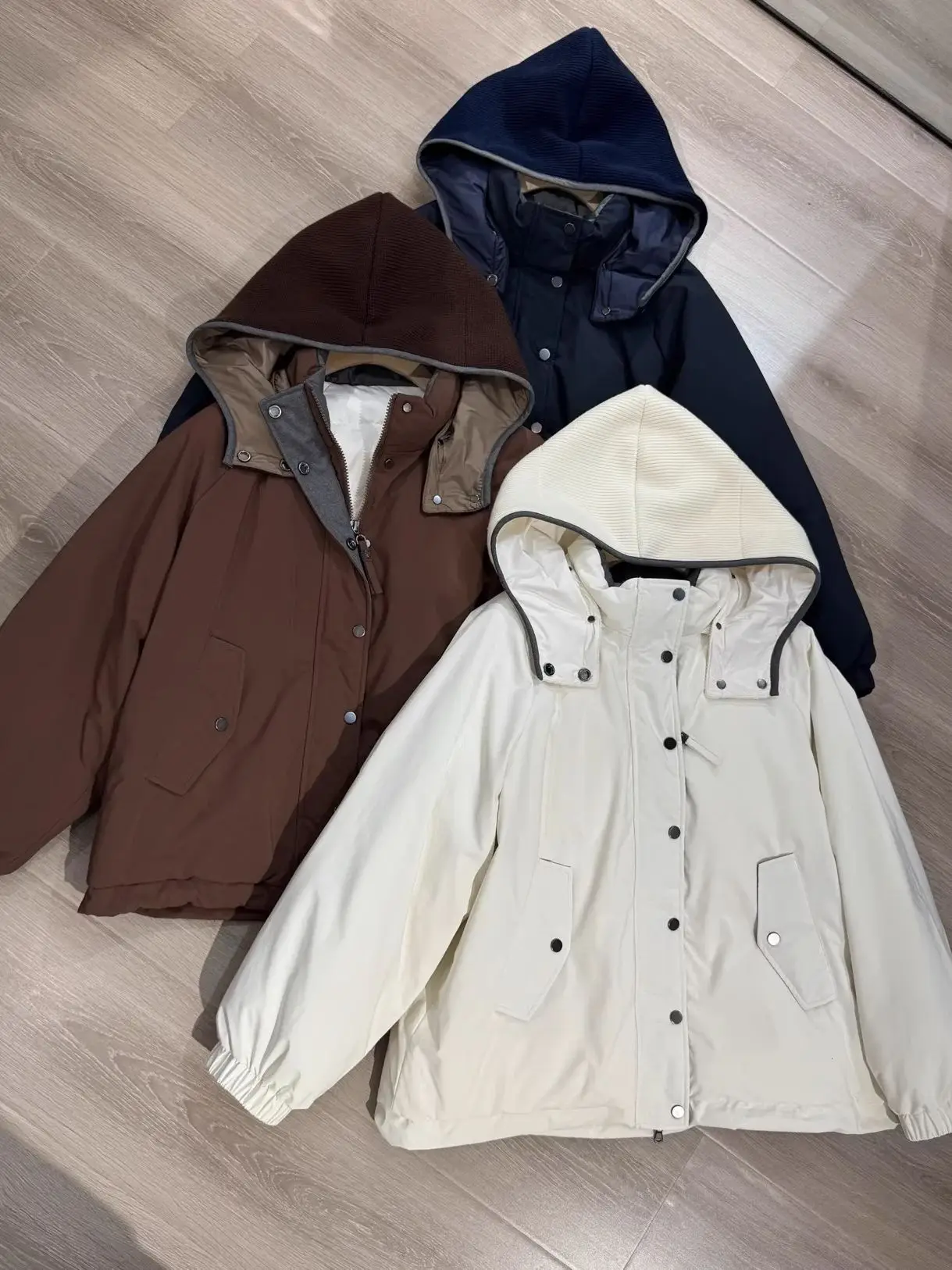 

Winter Women's Warm Detachable Hat Down Jacket Single Breasted Long Sleeve Fashion Loose Coat