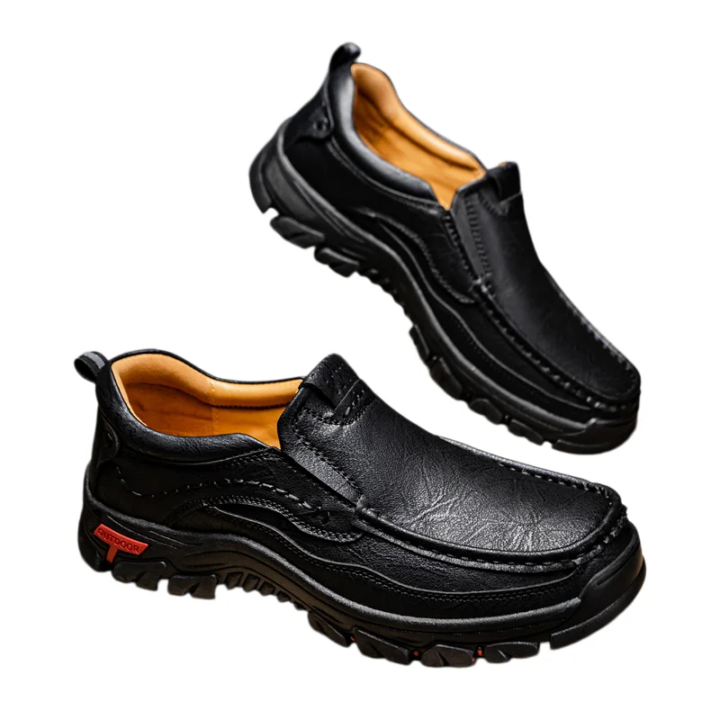 Brand Men Shoes High Quality Genuine Leather Men's Casual Shoes Slip On Comfort Business Man Flats Shoes Outdoor Men Work Shoes