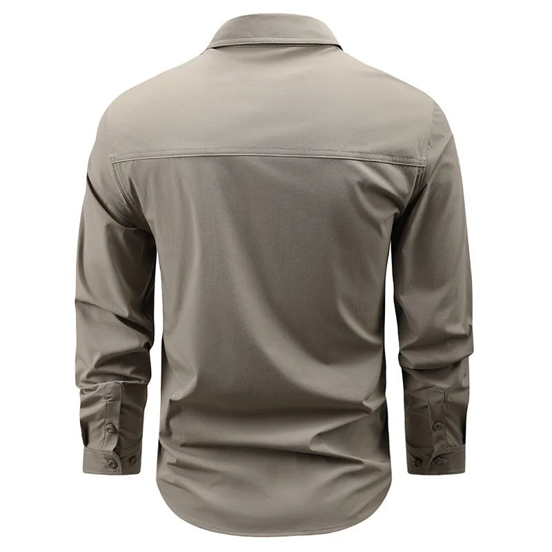 Men Outdoor Elastic Quick Drying Cargo Shirts Multi Pockets Tooling Shirts New Spring Male Breathable and Comfortable Shirts 4XL view 3