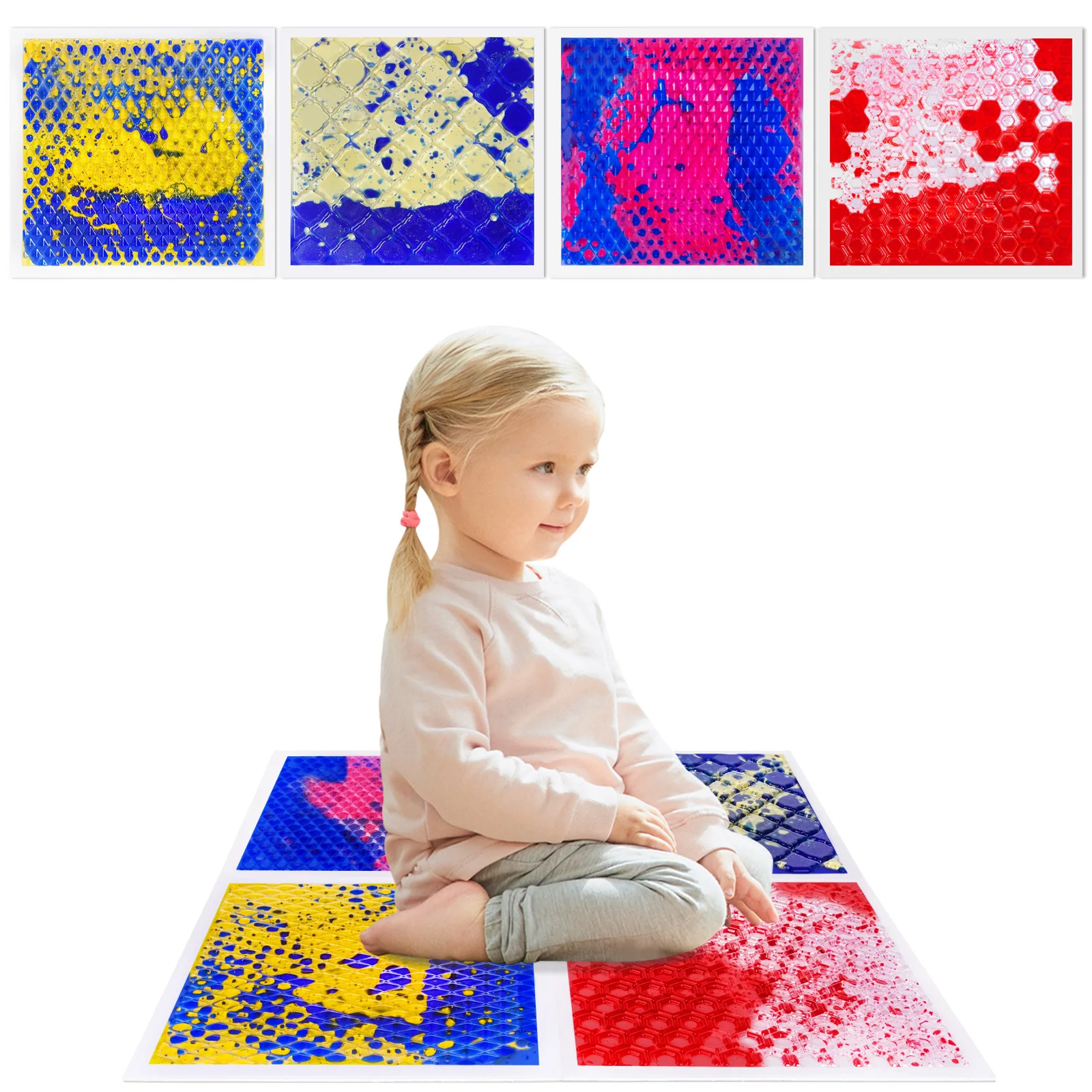 Podkładka sensoryczna dla dzieci: Niezbędna: Podań z niej do połączenia z kolorową podkładką sensoryczną z płynem.