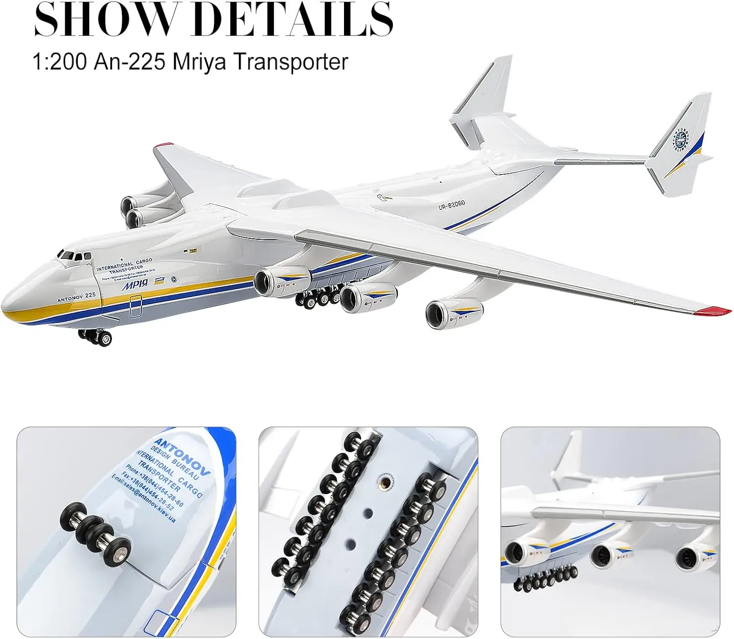 Toy Airplane Resin Plastic Replica Model 1/200 Scale 42cm Antonov An-225 An225 Mriya Transport Aircraft Child Toy Plane Airplane