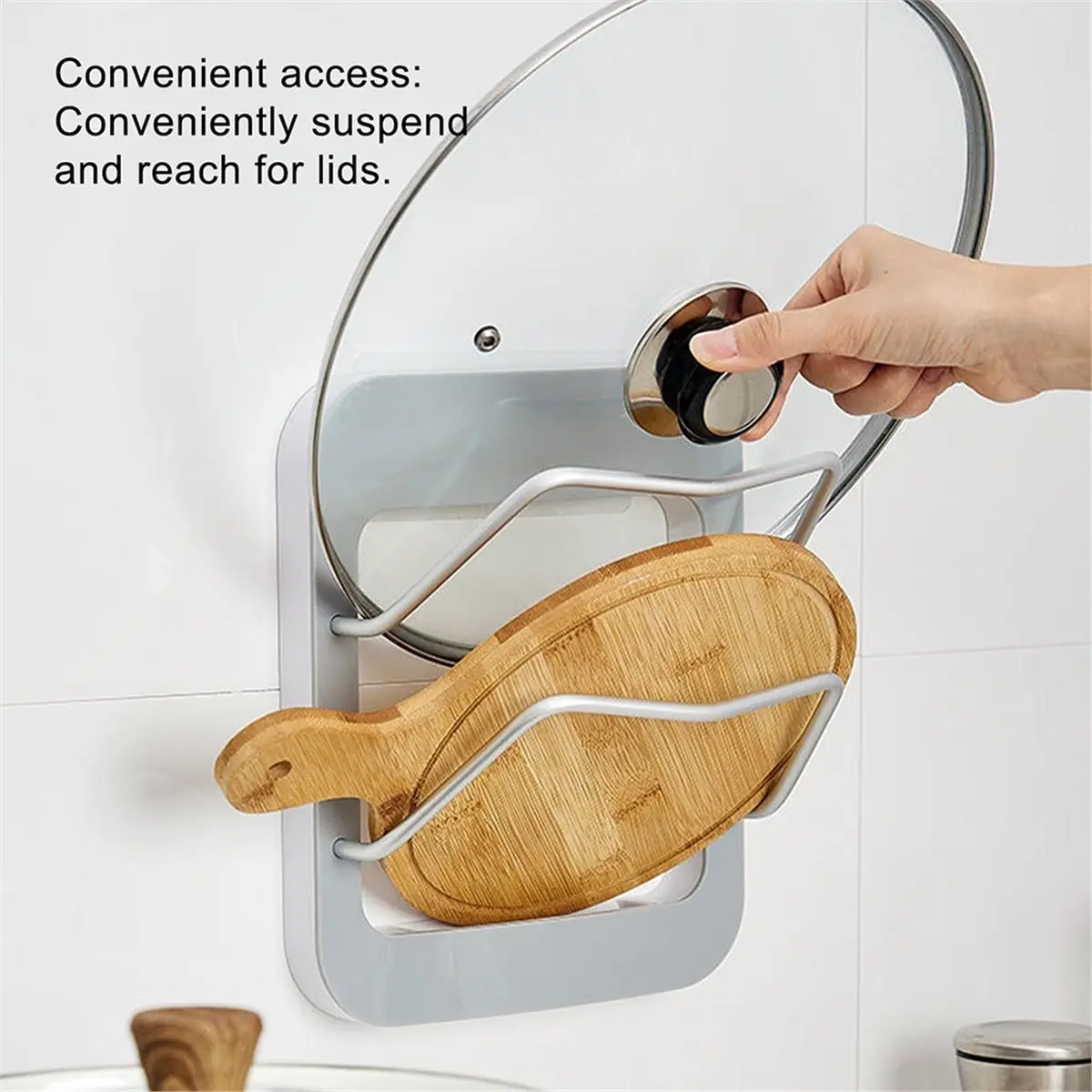 A67T NEW Kitchen Organizer Rack Wall Hanging Pot Cover Rack Pot Lid Metal Rust-Free Multifunctional Rack Pot Lid Storage Rack
