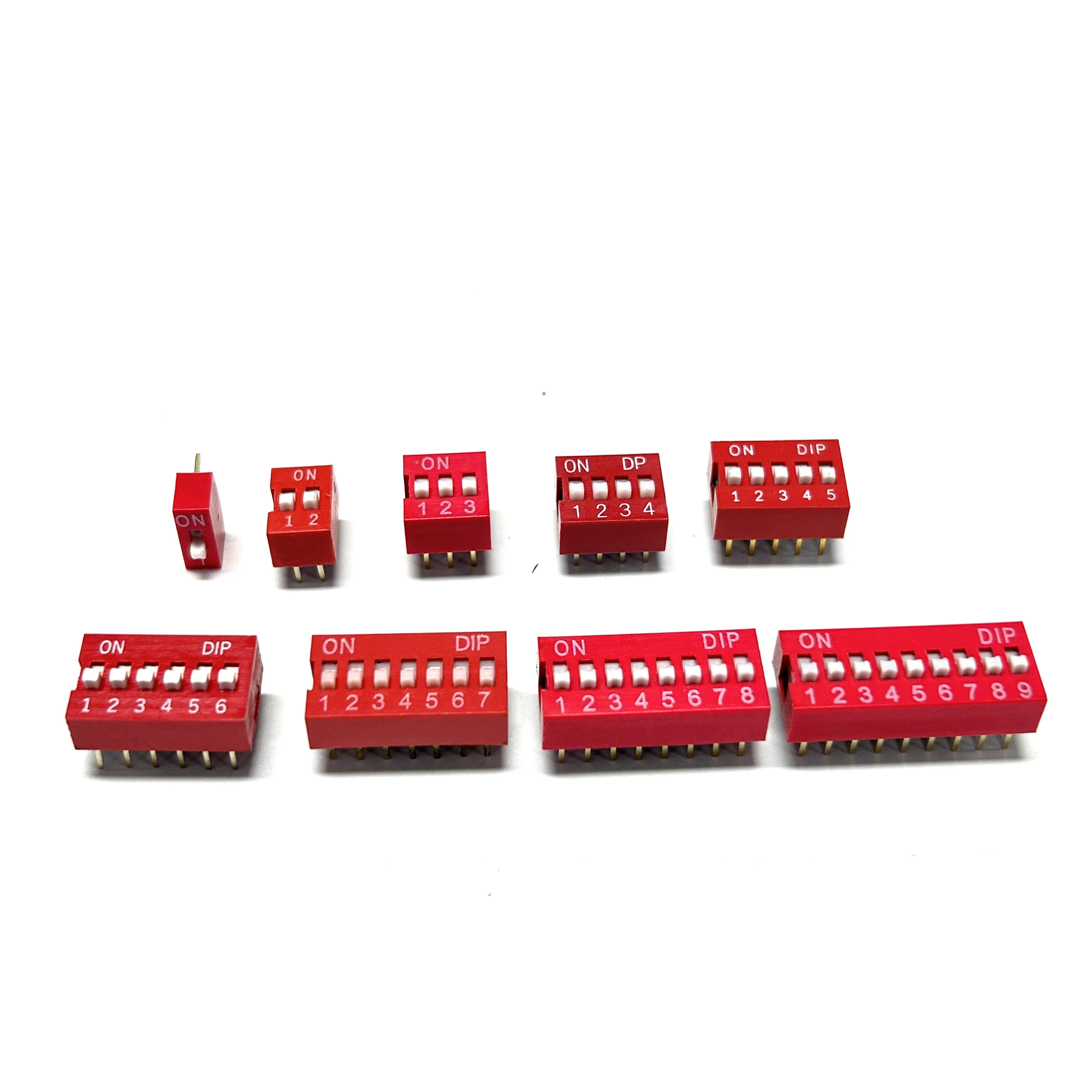 10PCS Dipswitch 2.54MM red DS-1/2/3/4/5/7/6/8/9/10P position DIP Direct Flat Dial