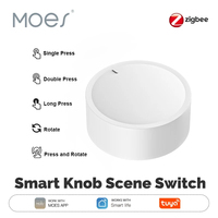 MOES Tuya ZigBee Smart Wireless Knob Button Switch, Create Scenes in Smart Life App,Battery-Powered, Home Automation Controller