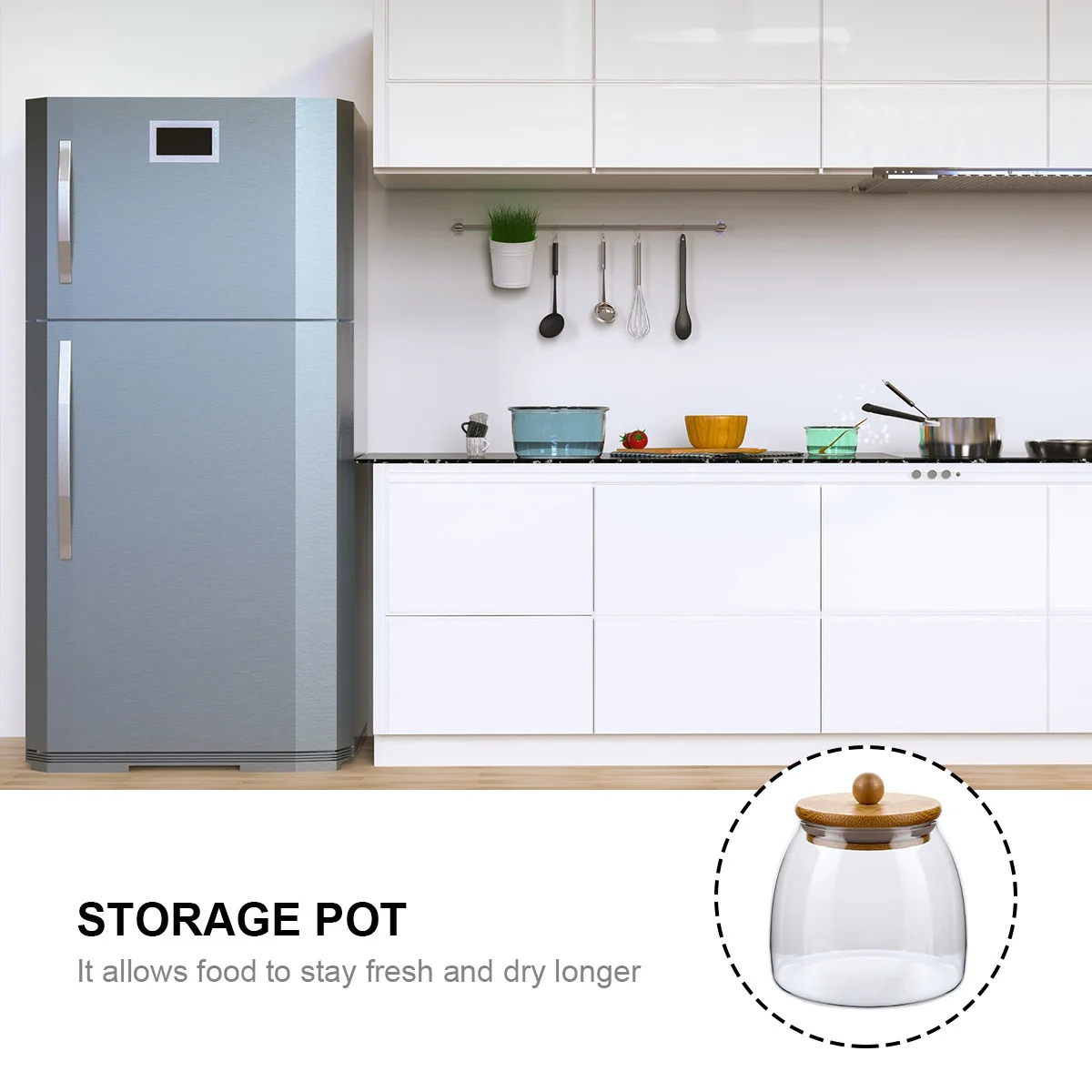 

1Pcs Glass Jar Transparent Storage Pot for Tea Coffee Beans Dry Food Moisture Proof Airtight Food Storage Containers