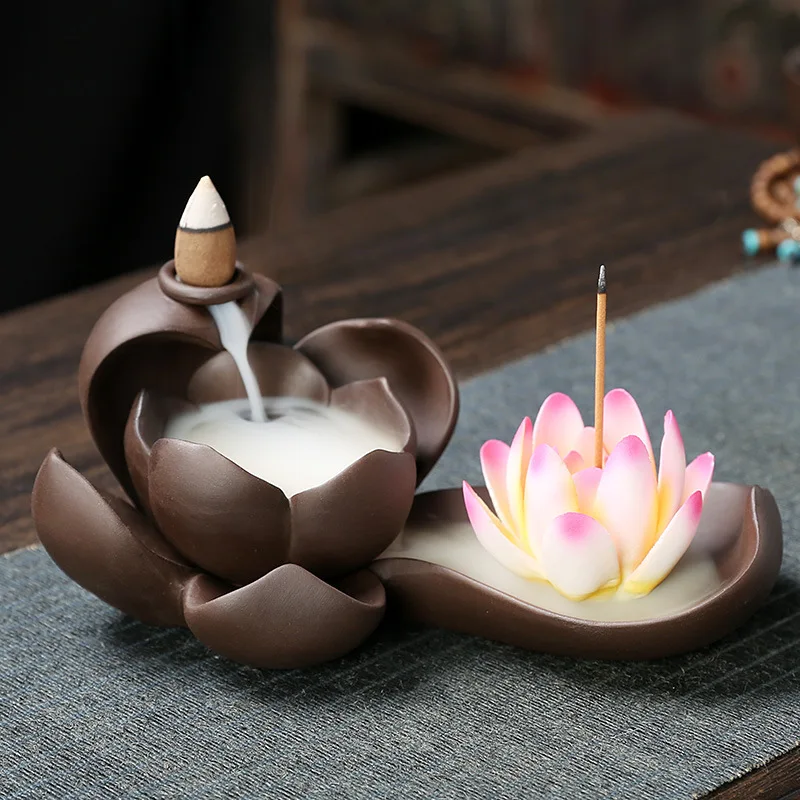 Zisha Clay Reverse Flow Incense Burner Aroma Diffuser for Home Decor Zen Style Creative Ornament for Living Room Office Table