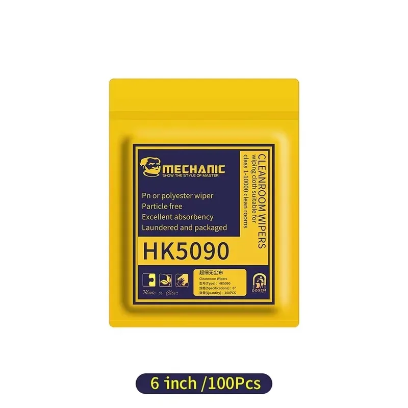 MECHANIC HK5090 Staubfreies Tuch 4 Zoll 10*10cm Superweiches LCD-Bildschirm-Reinigungstuch für Reinraum, Handy, Tablet, Kamera-Reinigung – Detail 10