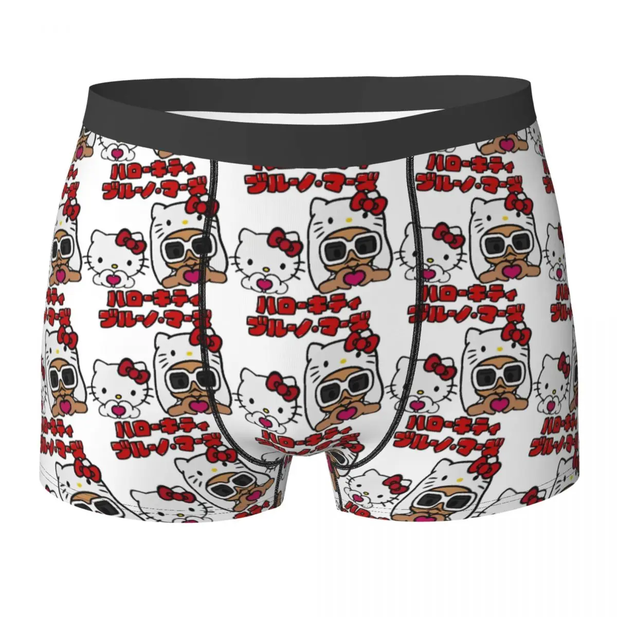 

Bruno Mars X Hello Kitty Tokyo Japan Love Нижнее белье Мужские трусы с принтом Удобные боксеры Качественные трусы-боксеры больших размеров