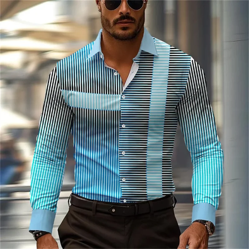 Camisas casuais de negócios masculinas, elegantes e confortáveis, mangas compridas com lapela, design extragrande, 6XL, 10 cores, verão