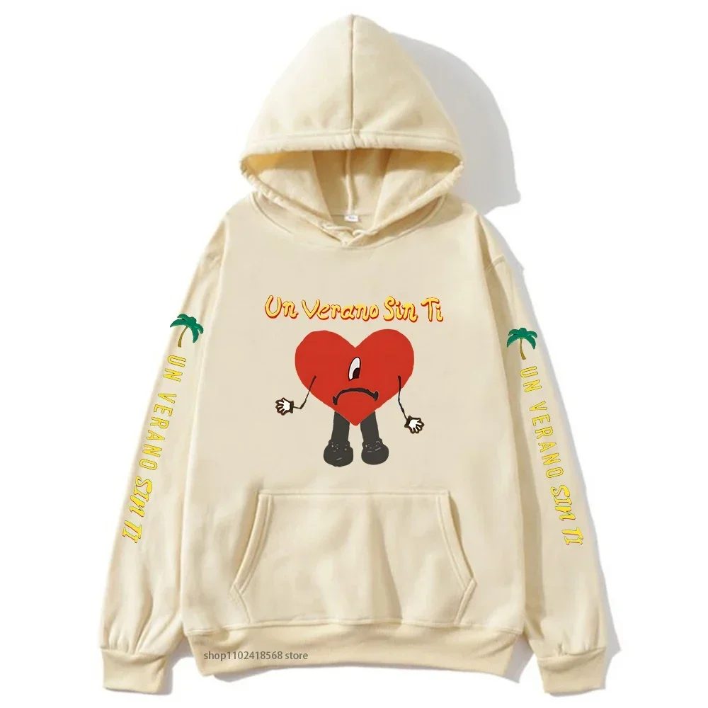 سيئة الأرنب هوديس Un Verano Sin Ti ألبوم بلوزات بأكمام طويلة لطيف النساء الملابس موضة س الرقبة النساء والرجال Y2k الملابس