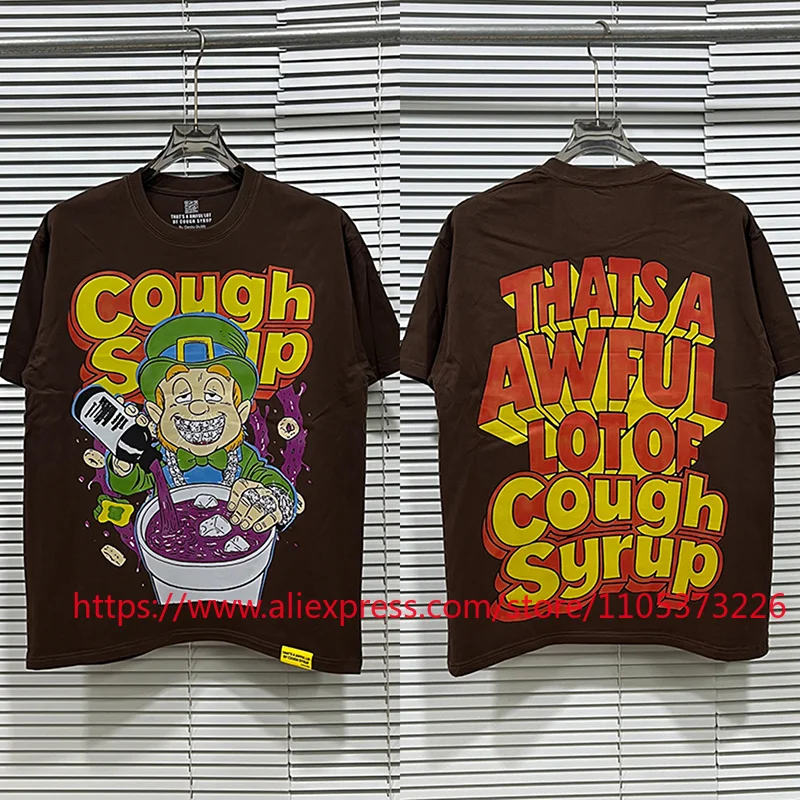 

2026 Hot New THAT'S A AWFUL LOT OF COUGH SYRUP Men's T-Shirt Brown Leprechaun Graphic Minimal Streetwear Tee