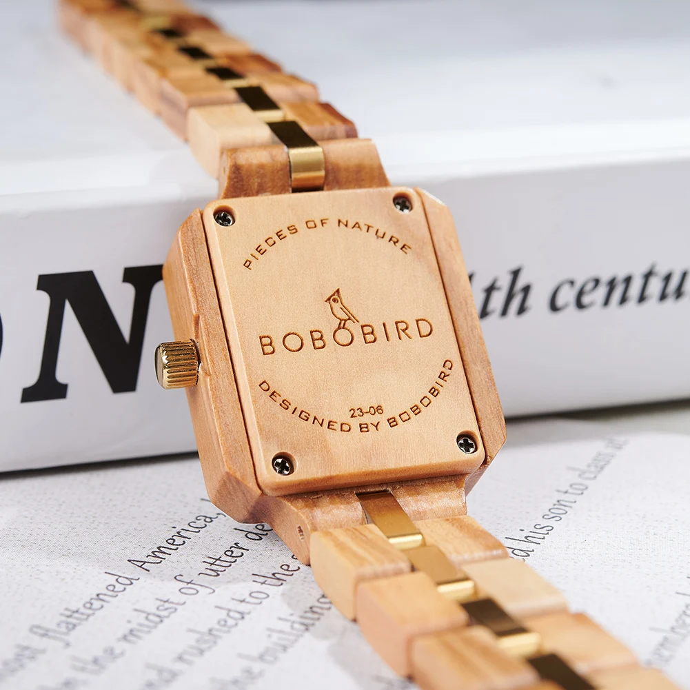 BOBO BIRD Wristwatch Wooden Ladies Quartz Watches Stylish Compact Exquisite Design with Gift Free Shiping