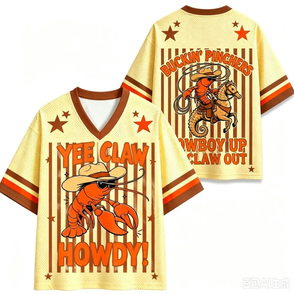 Western Lobster 3D Print Sport Quick-drying Breatha Men V-neck Plus-sizeT-Shirt Outdoor Street Casual  Y2K Parent-Child Clothing