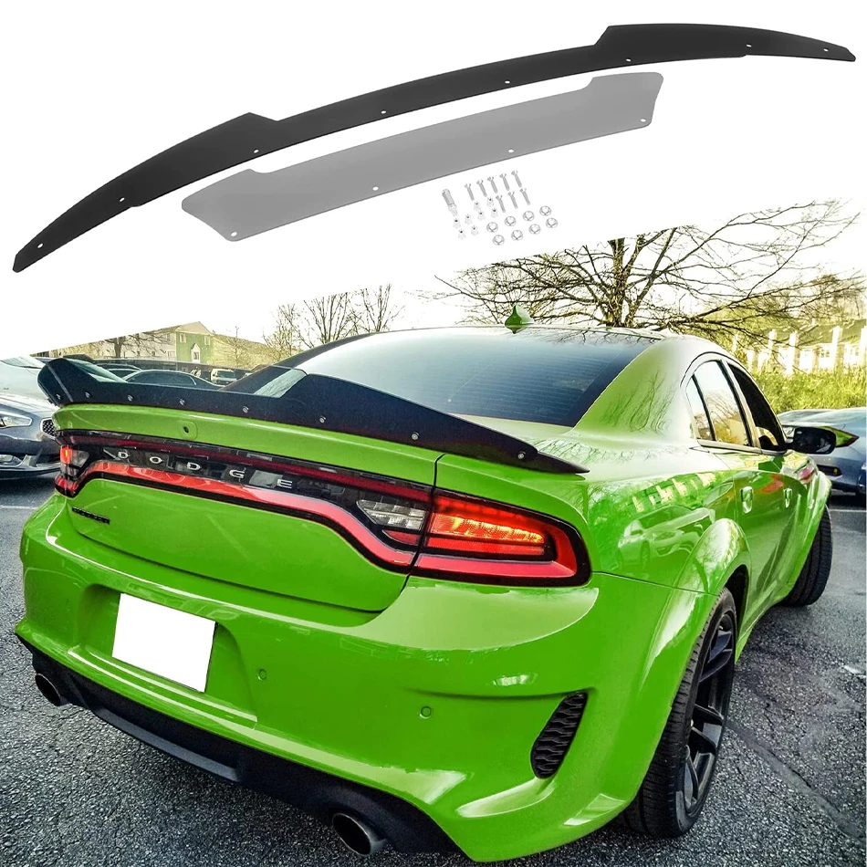 Spoiler traseiro Wickerbill para Dodge Charger 2015-2021 SRT ScatPack Hellcat V2 Wicker Bill Spoiler Estilo Add-on com Ferramenta RivNut