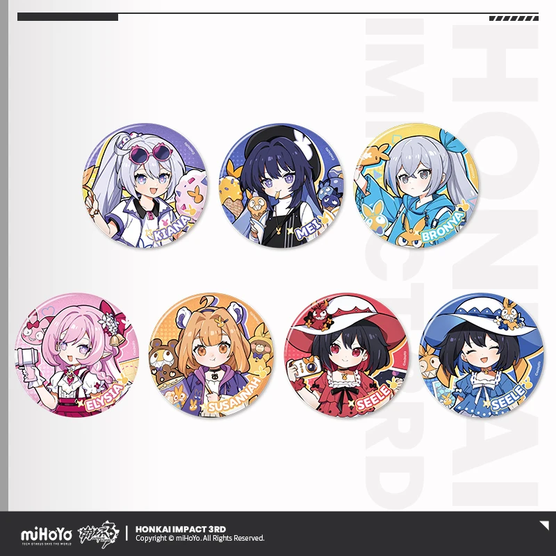 in Presale Honkai Impact 3rd Official Merch miHoYo Original Authentic Houmuleyuan Series Metal Badge Elysia Bronya Kiana Seele