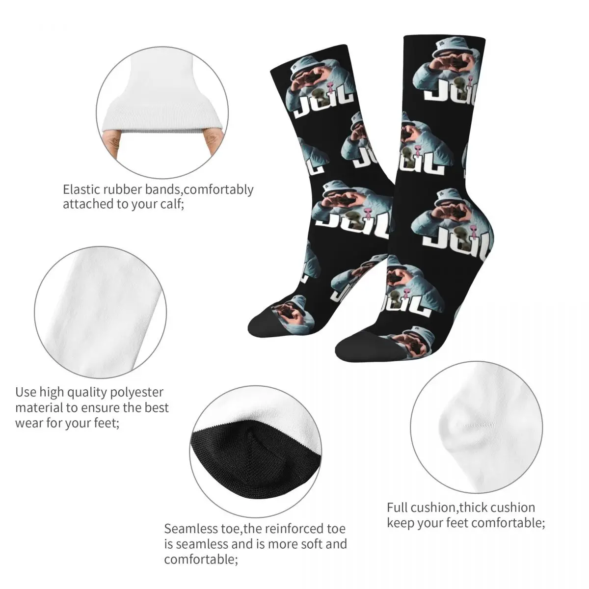 JUL Rapper Heart Design All Season Socks Accessories for Unisex Compression Sock