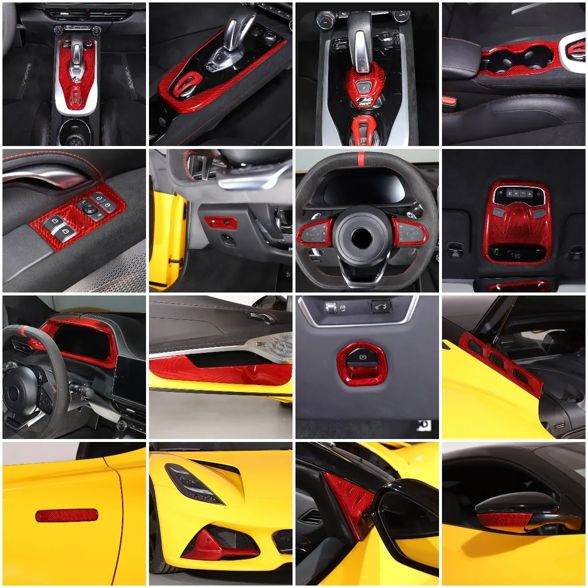 

For Lotus Emira 2021-23 Real Carbon Fiber Red Car Dashboard Console Gear Shift Glass Lift Panel Decoration Cover Car Accessories