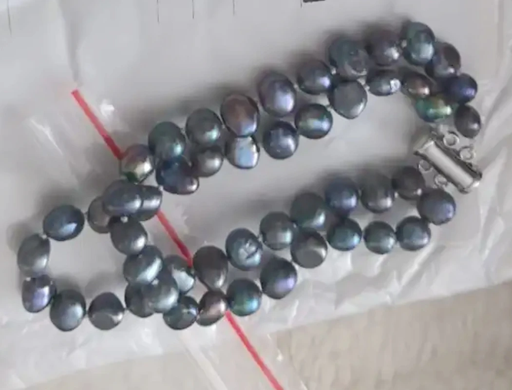 2 Layers 10mm Black Gray Pearl Baroque Bracelet Natural Freshwater Pearl Handmade Jewelry