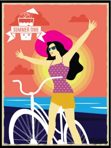 Metal plaque vintage retro style Summer Time Bicycle Classic tin door sign sign