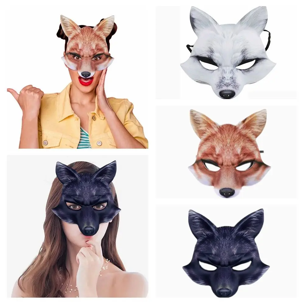 

Animal Cosplay Mask Elegant Gifts White Fox Half Face Cover EVA Masques Halloween