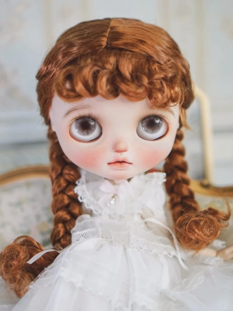 

bjd Doll wig suitable for Blythe size retro style imitation mohair wig braid curls hair doll accessories