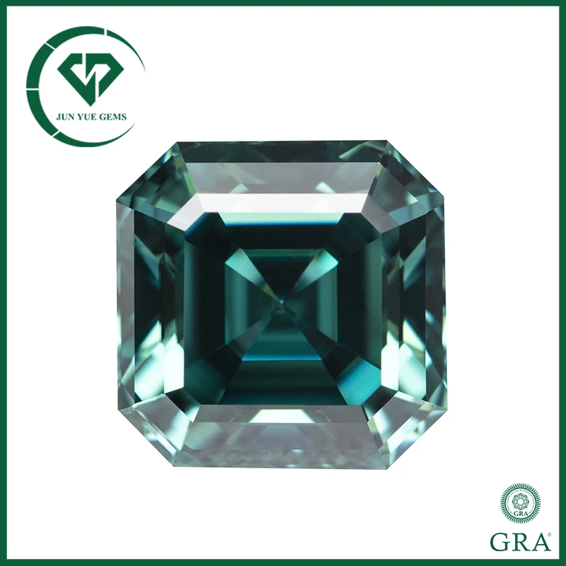 Never Fade Emerald Green Moissanite Loose Stone Asscher Cut1.0-5.0ct VVS1 Pass Diamond Tester with GRA Certificate