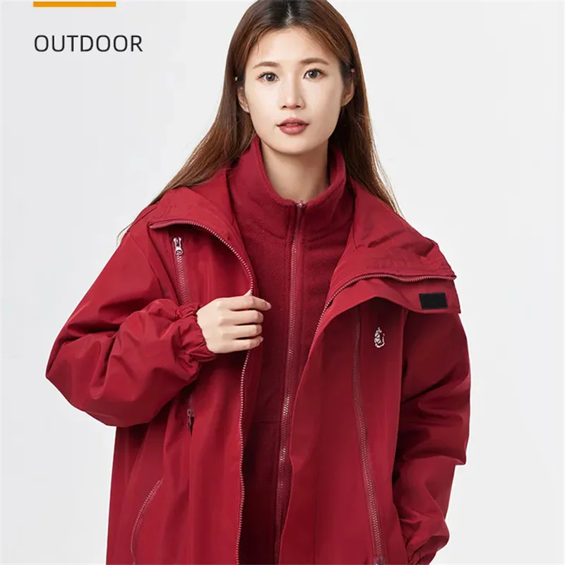 Autumn Winter Top+3-in-1 Stormtrooper Jacket+Shake Fleece Inner Tank Outdoor Thick Waterproof and Windproof Coat with Fleece ﻿