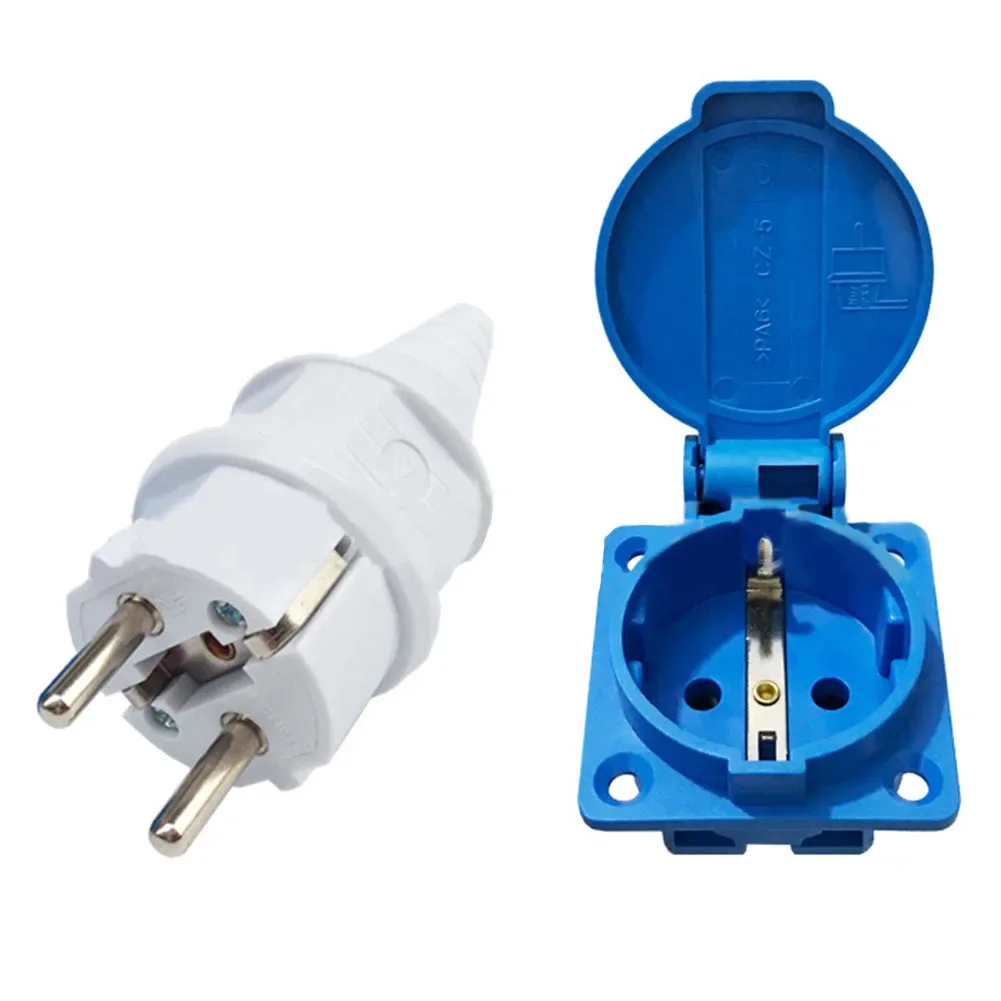 1PCS Industrial Waterproof Socket European Socket Copper European Plug 220V 16A Electric Power Connector Waterproof Dustproof