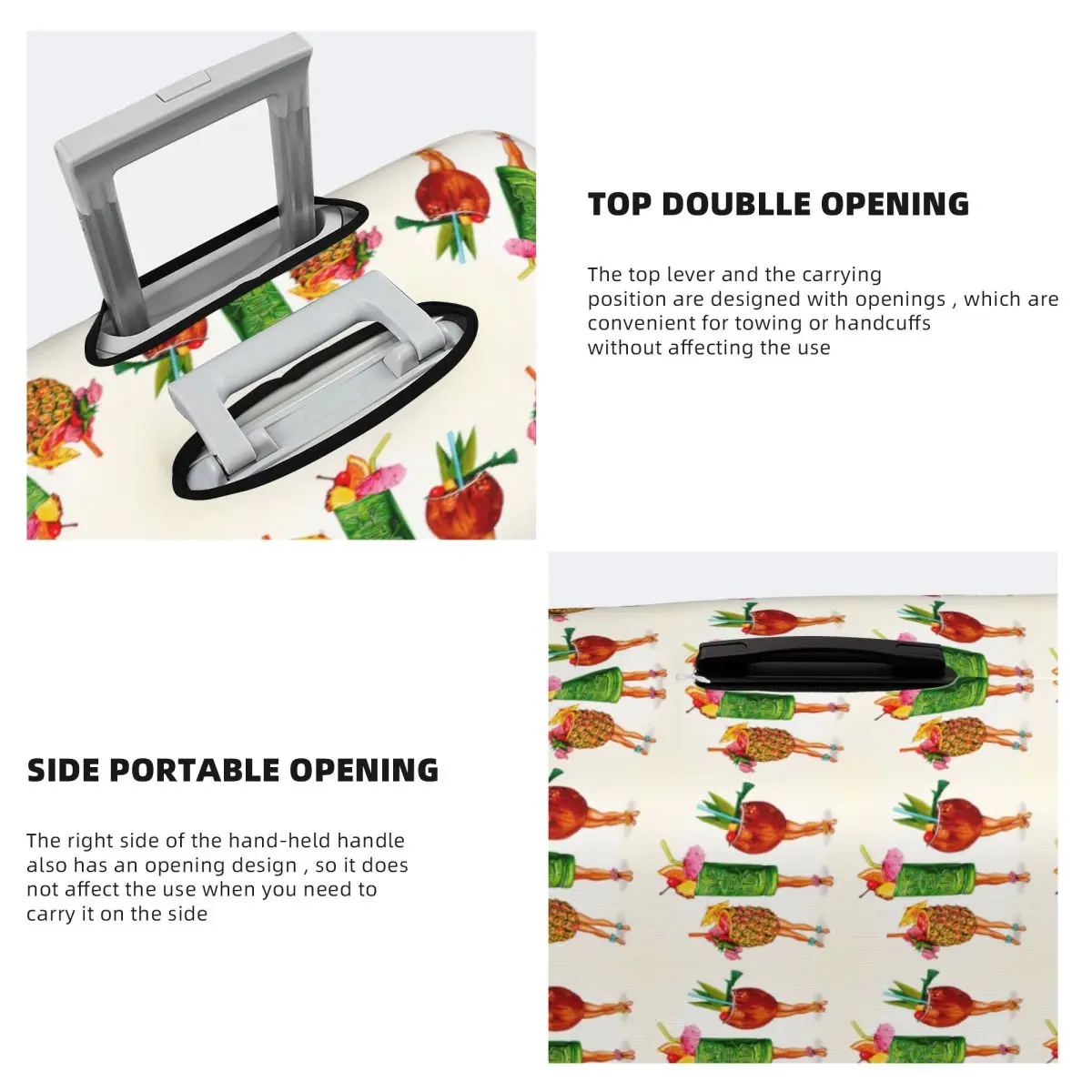 티키 칵테일 핀업 가방 커버 보호 18-32인치용 탄성 여행용 수하물 보호 커버